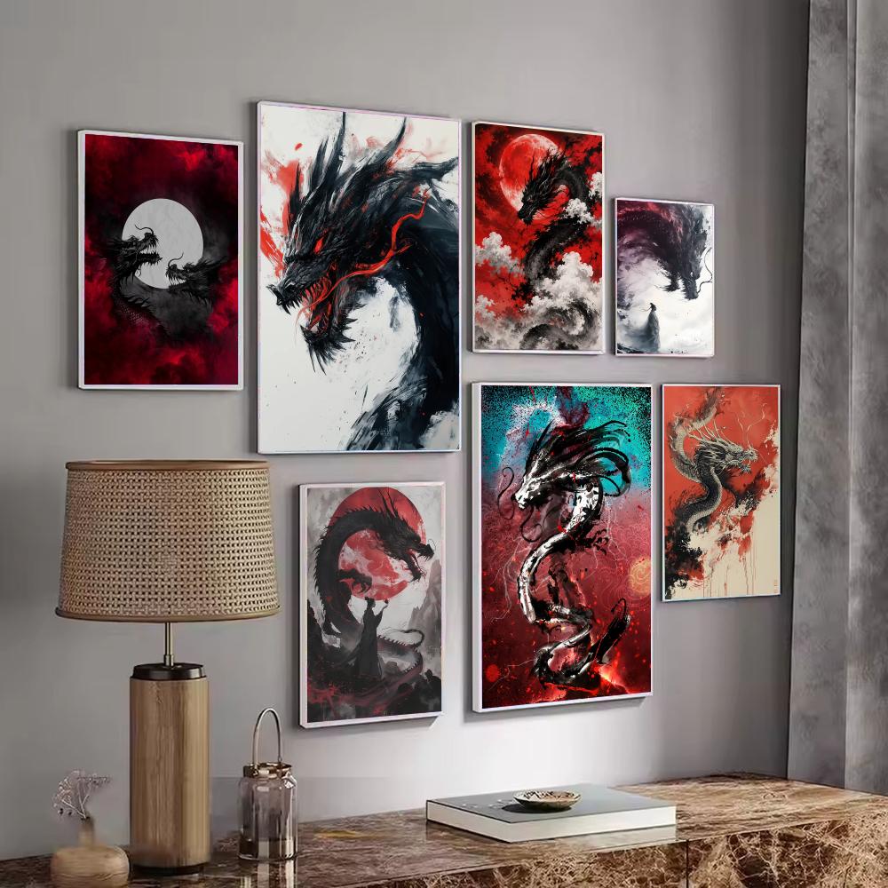 Póster de dragón negro, pegati - Esports Gaming Lounge reseña y precio
