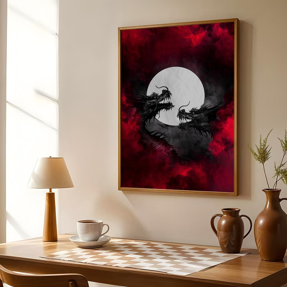 Póster de dragón negro, pegati - Esports Gaming Lounge reseña y precio