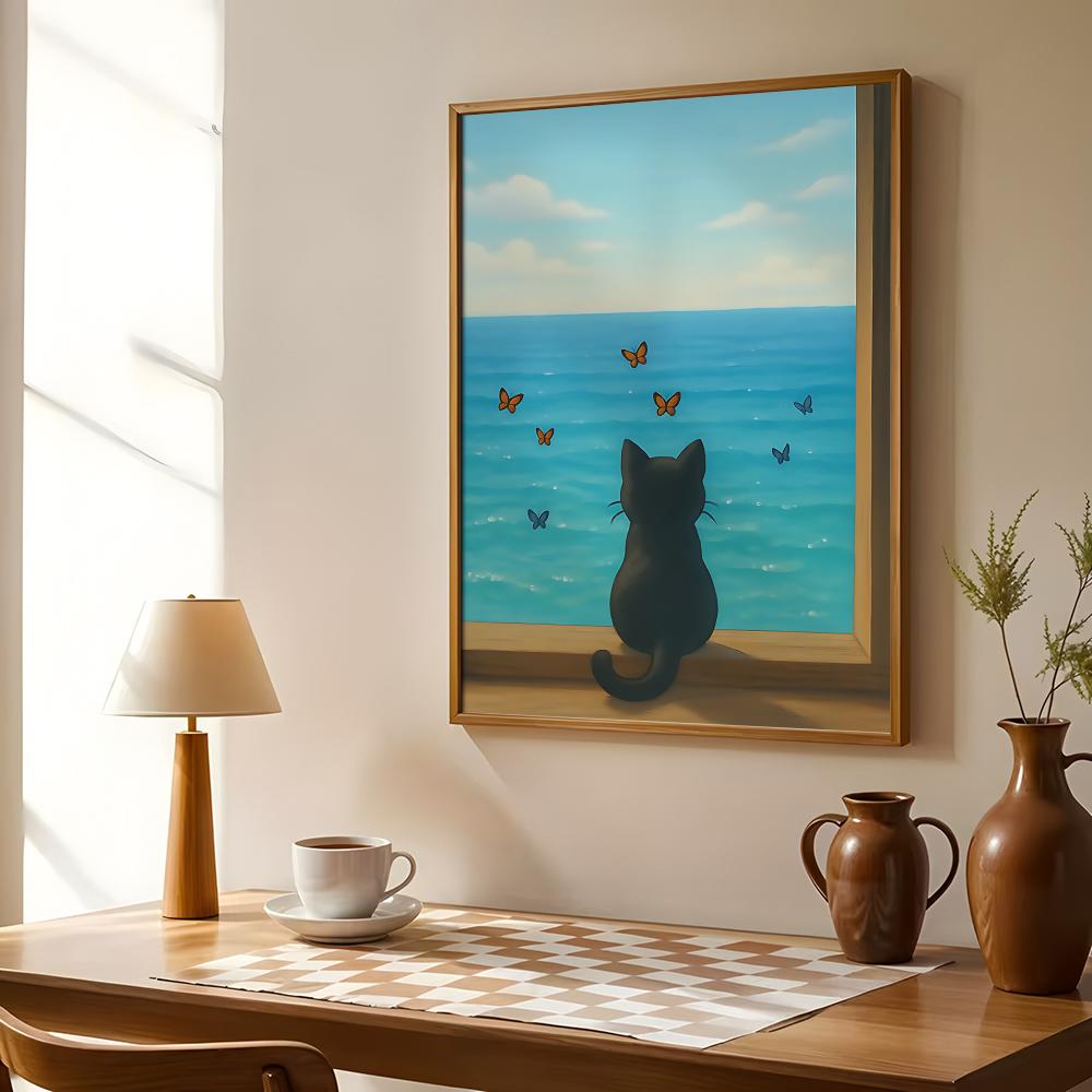 Póster de gato en la playa, ar - Esports Gaming Lounge reseña y precio